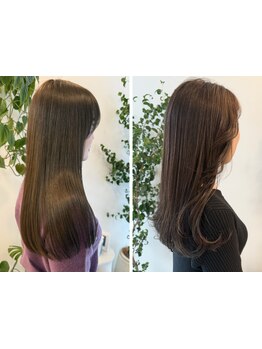 頭皮や髪に優しいより良いものを厳選。潤い水素カラーでツヤ&手触り最高な美髪へ◎繰り返すたび髪質改善！