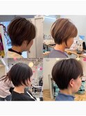 小顔ショートレイヤーショートヘーゼルブラウン◎20代～50代