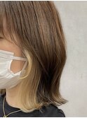 大人可愛いストレートくびれボブイヤリングカラー肩ライン外ハネ