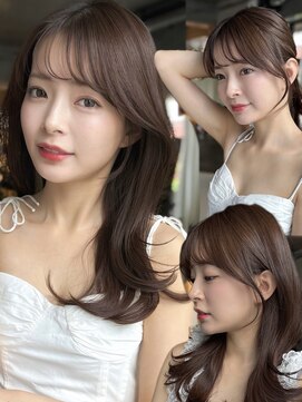 エインアンリー 明治神宮前(AIN.ANLY.) ヨシンモリヘアミルクティーベージュシースルーバング