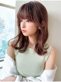 韓国/ピンクベージュ/モテ髪/前髪/大人かわいい