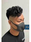 外国人風パーマ フェードカット かき上げヘア<広尾/恵比寿>
