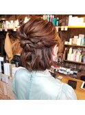 ヘアアレンジ　ヘアセット　お呼ばれ　ボブ　ハーフアップ