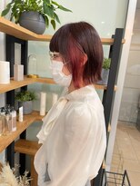 インナーカラー＊ルージュレッド＊切りっぱなし【ZinaCENTRAL】