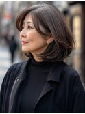 ☆オリーブグレーココアベージュ小顔クラゲヘアー/黒髪/髪質改善