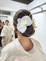 ブラウ ネイル パーティー(Blau Nail Party)&nbsp;和装シニヨン　つるっとヘア　胡蝶蘭水引ヘア