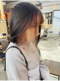 ケアブリーチインナーカラーピンクベージュ切りっぱなしボブ韓国