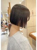 morio札幌 ぱつっとボブ オリーブカラー 似合わせカット