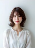 レイヤーカット/イメチェン/外ハネボブ/美髪/ワイドバング/髪型