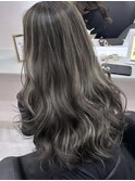 【ハイライトカラー】筋感ホワイトグレー
