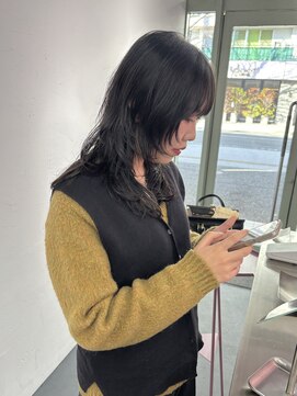 ハッシュカット/レイヤーパーマ/ミディアムパーマ/黒髪パーマ