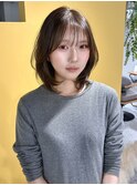 【ミディアムレイヤー×オリーブブラウン　ブリーチなし】