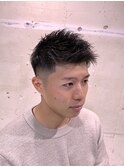 メンズツーブロックフェードショートアップバングF