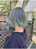 【#ミントグリーン】×裾カラー×外ハネボブ