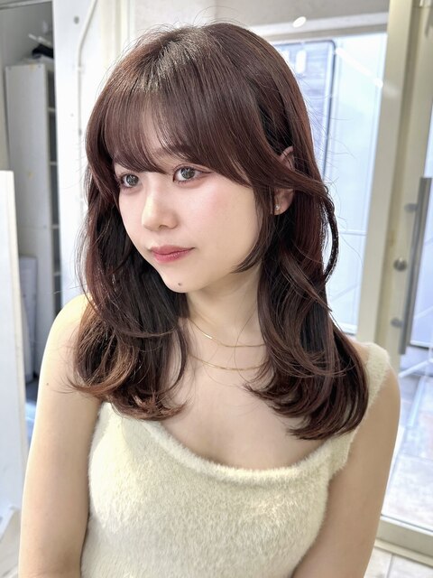 ★顔まわり小顔ヘアピンクベージュレイヤーロング★