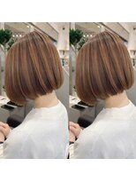 ジエクト ヴィシア(The Ect VIXIA)&nbsp;縮毛矯正ボブ　ハイライト　フレンチボブ　まとまるボブ　縮毛