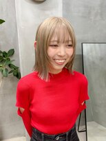 テトヘアー(teto hair) ボブウルフ、ミルクティーベージュ、ブリーチ2回