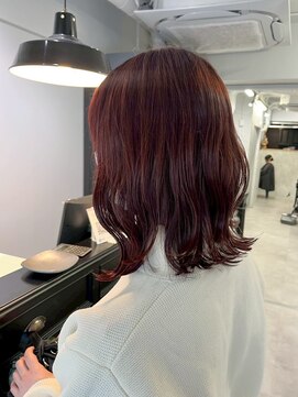 クラン 岡本(Chlan) 艶髪ミディ×オレンジレッド