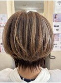 白髪ぼかしハイライト×ボブ