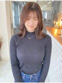 ミディアムレイヤーくびれレイヤー外ハネミディアム小顔レイヤー