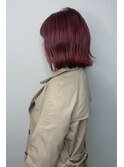 チェリーレッド_厚めバング,ローライト,デザインカラー