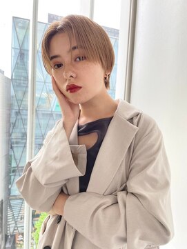 デート 下北沢(DATE) センターパート/ダブルカラー/ミルクティーベージュ/韓国