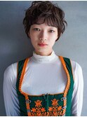 ショートパーマ/フェザーバング/カーキグレージュ/髪質改善/20代