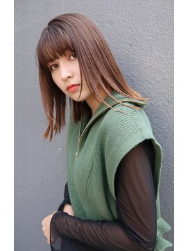 ブゾン(buZon) 【buZonブゾン】ぱつっとロブ×艶感ベージュカラー