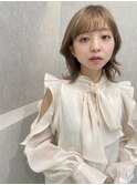 ショコラアッシュヘルシースタイルふんわりカールくびれヘア小顔