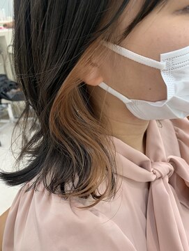 ガーデンヨコハマエスト(GARDEN YOKOHAMA est) イヤリングカラー　似合わせカット　イメチェン　ピンクベージュ