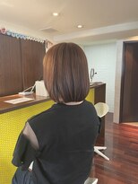 ヘアースペースブルーム プリュス 石橋店(HAIR SPACE BLOOM plus)&nbsp;石橋/オレンジブラウン/秋カラー/ぱっつんボブ/酸性ストレート
