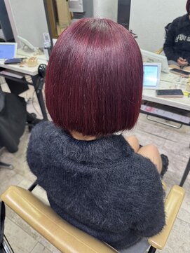アジールヘア 所沢プロペ通り店(agir hair) ピンクベージュワンレンボブケアブリーチ小顔カット所沢