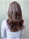 顔周りレイヤー韓国ヘアロングオリーブベージュ_ba344111