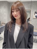 ミディアムレイヤーカット/マロンベージュ/顔周り/前髪/新宿