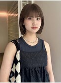 小顔黒髪オリーブグレーココアベージュボブ髪質改善ブリーチ新宿