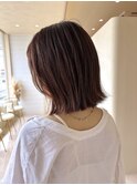 外はねボブ×オレンジベージュカラーで夏らしさ◎