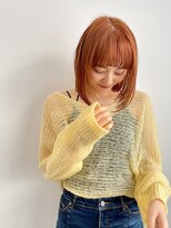 ヴェイン 渋谷(vain)&nbsp;オレンジブラウン　顔周りレイヤー　小顔ヘア