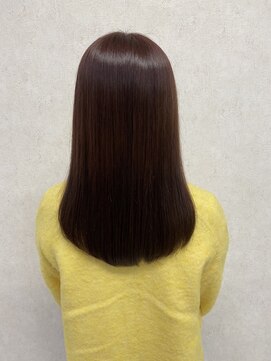 アース 大分森町店(HAIR&MAKE EARTH) 厚めバング暗髪ストレート