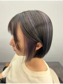 耳かけ　ボブ　ショート　インナーカラー　バイオレット