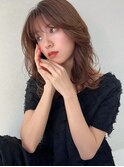 韓国/くびれヘア/小顔ヘア/レイヤーカット/ミルクティーベージュ