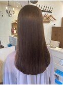 髪質改善ストレートロングナチュラル艶髪マロンベージュ内巻き