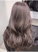 ロング ケアブリーチ 顔周り ラベンダーグレージュ 10代20代
