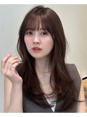 顔周りレイヤーカットくびれヘアミルクティーベージュカラー韓国