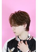 韓国ヘアカルマパーマコンマバングセンターパート黒髪ウルフ
