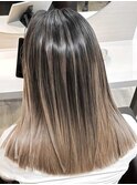 夏オススメ/外国人風バレイヤージュ/グレージュのボブ