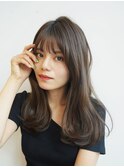 小顔セミウェットウェーブピンクベージュハイライトカラー