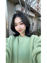 シェノン 夙川(CHAINON)&nbsp;前髪パーマ/レイヤーロング/黒髪グレーベージュ/20代30代40代