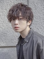 シティ(CITY) フェザーパーマブルーブラック韓国マッシュメンズショート