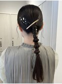 【チバ】ヘアセット あみおろしアレンジ 金箔 ローポニー