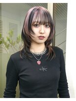 レコ 渋谷(LECO)&nbsp;顔周りレイヤーカットブラックローライトピンクデザインカラー